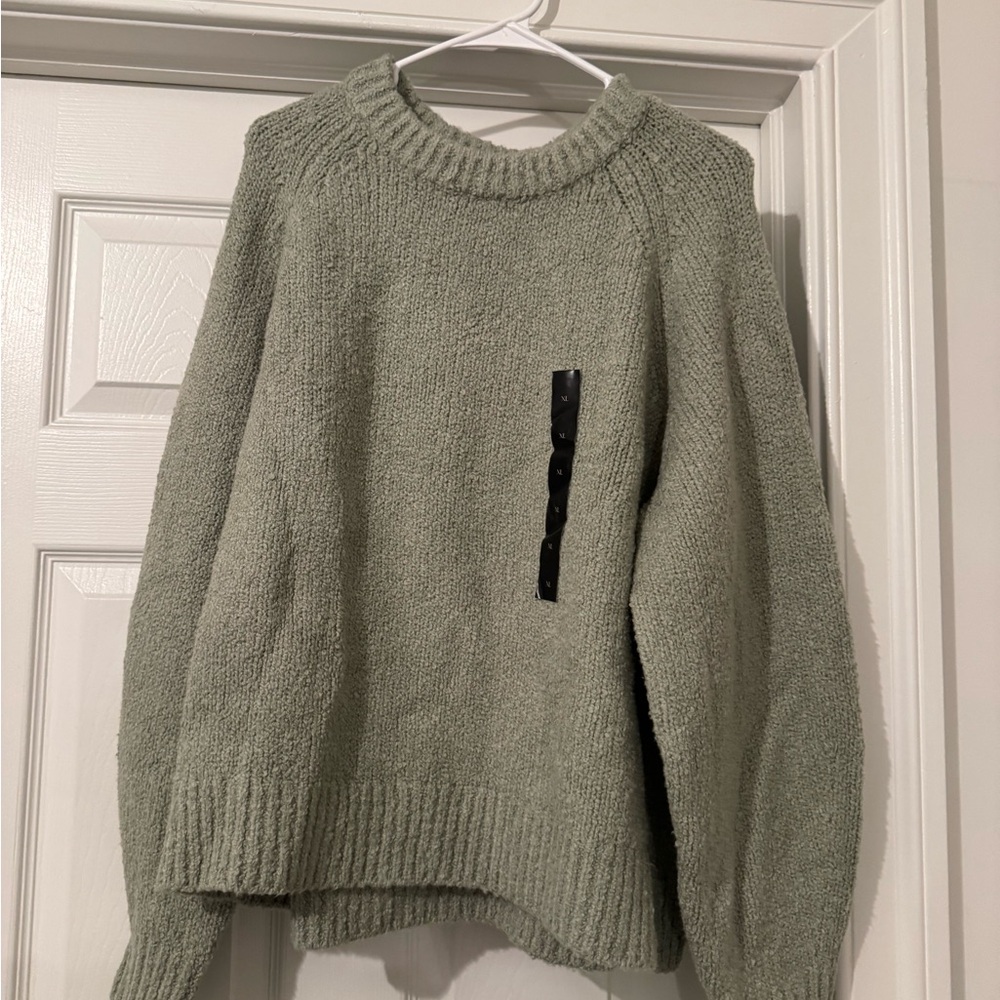 NWT Banana Republic Sage Green Sweater with Black Button Accent